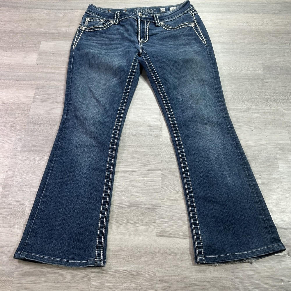 Miss Me Signature Boot Jeans Womens 29 Blue Low Rise Bootcut Stretch 29x28 Denim
